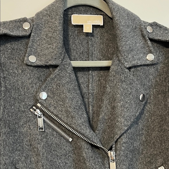 NWOT MICHAEL Michael Kors Charcoal Wool Moto Jacket, Size M - Picture 3 of 12
